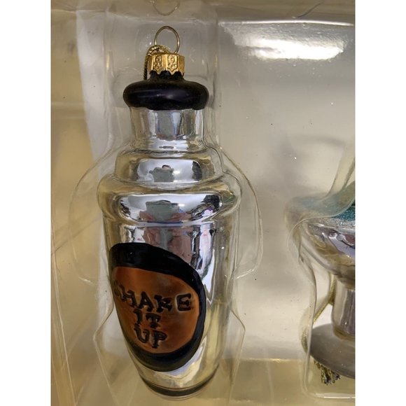 VINTAGE Set 3 Martini Drink Mixer/Shaker - Blown Glass Christmas Ornament RARE - Picture 2 of 10